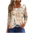 thumbnail image 2 of Fiudx Camisas de Mujer Blusa de Manga 3/4 a La Moda para Mujer, Camiseta Estampada, Top Informal, 2 of 5