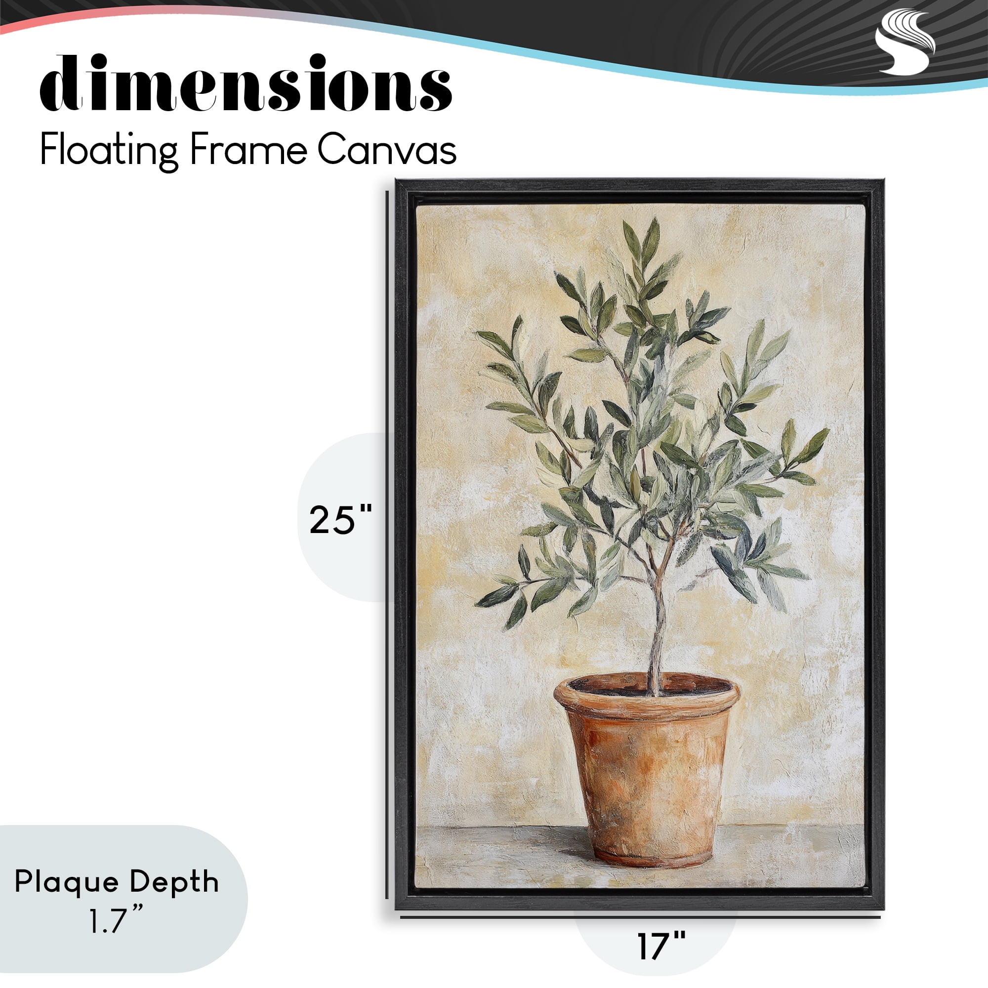 Stupell Industries House Plant in Terracotta Black Framed Floater Canvas Wall Art, design by Petal Prints Design