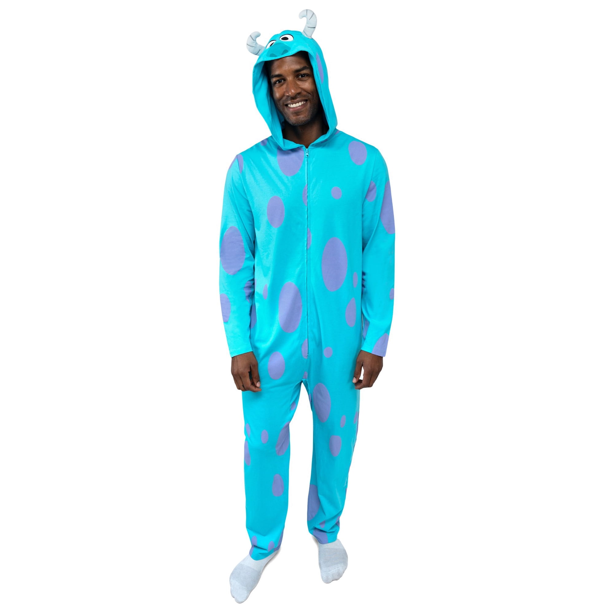 Disney Monsters Inc. Men's Cosplay Hooded One Piece Sulley Teal Blue