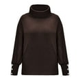 thumbnail image 4 of Lroplie Womens Tops Oversoze Round Neck Long Sleeve T Shirts for Women Fashion Bow Collar Solid Buttons Sleeve Knitted Sweater Warm Top Blouse Brown 2023 4XL, 4 of 8