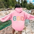 thumbnail image 2 of XIAOCHA God Letter Hoodie for Women Oversized Pullover Hooded Sweatshirts Soft Casual Outdoor Workout Hoodies, 2 of 4