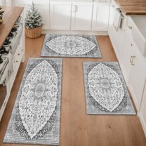 Farmhouse Kitchen Rugs Set 3 Piece, Boho Kitchen Mats for Floor, Non-Slip Kitchen Rug Waterproof Mats for Kitchen, Runner Rugs for Hallway Laundry Holiday Sink Decor