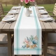 thumbnail image 4 of Aqua Coastal Table Runner 60 Inches, Nautical Seashells Coral Leaves Stripes Bed Runner Dresser Scarves Tabletop for Indoor Outdoor Parties/Ceremony/Banquet, 13" x 60", 4 of 8