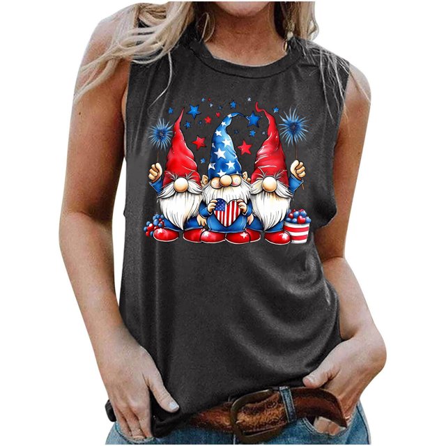 Qiopertar Blouse Sans Manches Imprimée Mode Décontractée pour Femmes Col Rond Sexy Pull-Over Slim Offres de la Semaine Liquidation à Moins de 5$ jusqu'à 90 % de Réduction