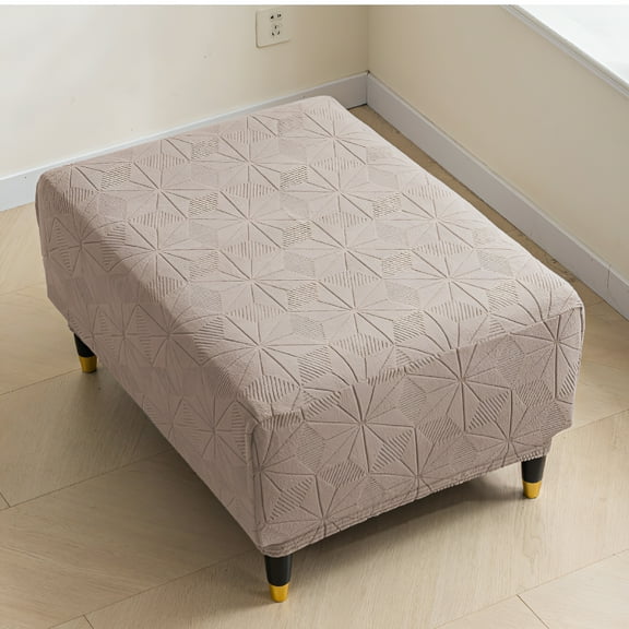 AUQ Stretch Square Ottoman Covers Slipcover,Soft Knitted Jacquard Cover for Ottoman Square Footstool Protector for Living Room 35-44in