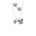 thumbnail image 2 of Delight Jewelry Silvertone Lime Green Giraffe Print Spinner Silver tone Guardian Angel Charm Necklace and Stud Earrings, 2 of 4