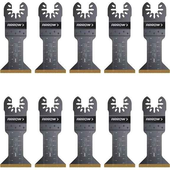Arrow OSC102-10 Tough Curve Wood Oscillating Tool Blade for Hardwood, Wood, PVC, Drywall, Universal, Fits Most Multitools, 1-¼ Inch, 10-Pack
