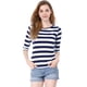thumbnail image 2 of Disfraz de Día de San Patricio para mujer Camiseta ajustada Cuello redondo Manga en el codo Allegra K Blanco Azul Oscuro M, 2 of 6