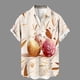 thumbnail image 1 of Ceisia Men's Loose Short Sleeve Printed Casual Shirt with Chest Pocket Beige M Gifts, 1 of 4