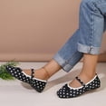 thumbnail image 4 of Miqool Womens Dot Print Loafers Flat Shoes Round Toe Bowknot Shallow Mouth Slip On Indoor Outdoor Comfortable Shoes, 4 of 9