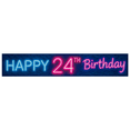thumbnail image 2 of Neon Style Happy 24th Birthday Banner Backdrop Background Party Decoration Photography Props Birthday Party Supplies Photo Booth Decorations, 2 of 7