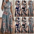 thumbnail image 2 of Women summer dress spring/summer flower print short sleeve large swing dress women's clothing, 2 of 4