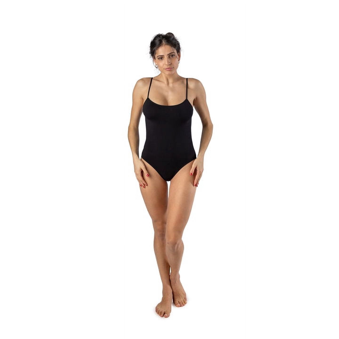 Elita Women's Seamless Spaghetti Strap Body Suit, Black, S