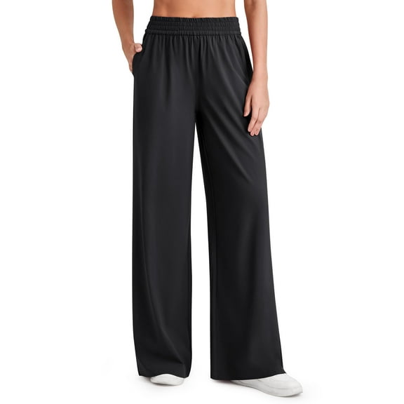 G4Free Lightweight Wide Leg Pants Women with Pockets Flowy High Waisted Trousers Travel Lounge Summer Fall 27"/29"/31"