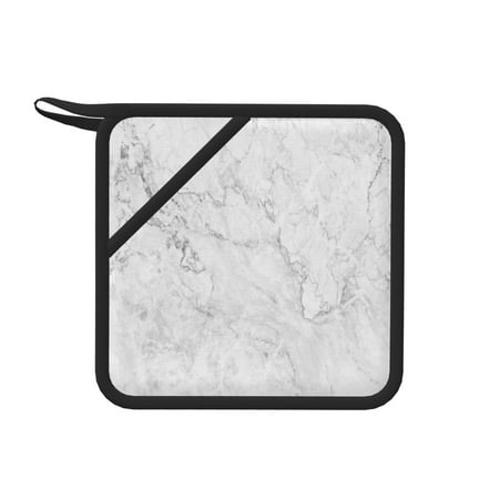 

1 Pc Silicone Anti-Hot Hot Pads Oven Mitts Heat Resistant Pot Holders With Pockets Non Slip Oven Glove Potholder For Kitchen Cooking Bbq Baking 7.1in White Marble Texture Abstract