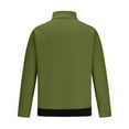 thumbnail image 4 of Men's Outdoor Crewneck Fleece Sweatshirts Long Sleeve Crewneck Side Zipper Patchwork Pullover Tops Stand Collar Blouses Army Green,S, 4 of 5