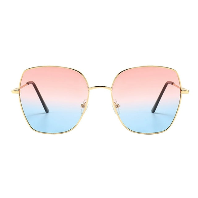 XASZHN Fashion Women Round Polarized Sunglasses Full Frame Gradient Color for Outdoors Pink_001 One Size