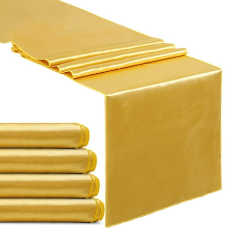 

Set of 5 Satin Table Runners Gold 12x108 inch Table Runner for Party Wedding Reception Banquet Decor