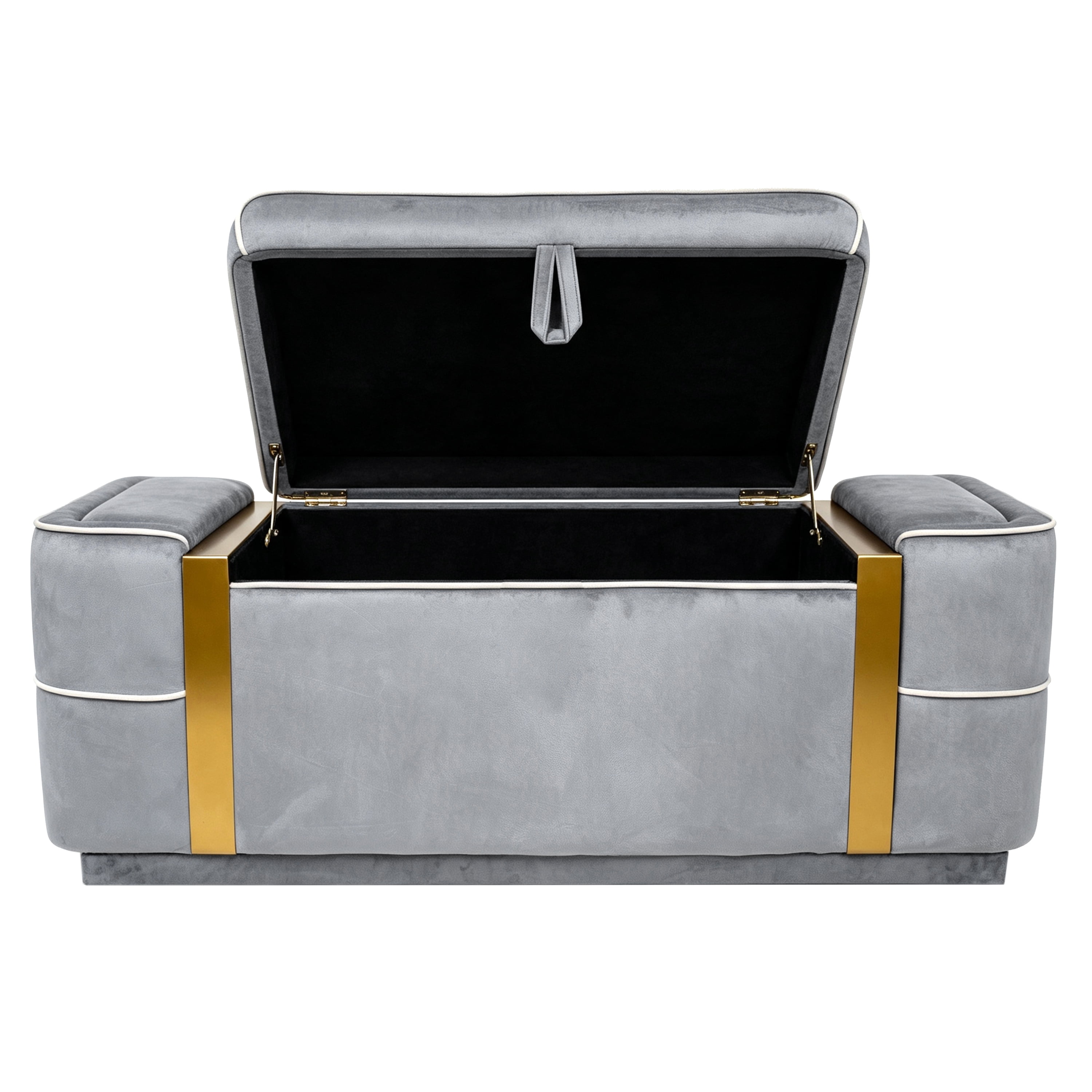 Euroco 47.2" Storage Ottoman Bench,Upholstered End of Bed Bench with Seating, Entryway Bench for Living Room Bedroom,Grey
