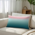 thumbnail image 3 of Pink Turquoise Ombre Throw Pillow Cover,Pillowcase Protectors with Zipper,Breathable Decorative Lumbar Pillow Case Cover,Teal Modern Geometric Striped Abstract Art Pillow Shams for Couch 16x24Inch, 3 of 8