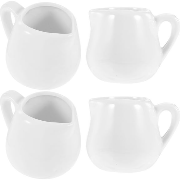 4pcs Creamer Milk Pitcher Handheld Milk Creamer Reusable Ceramic Jug Small Coffee Pitcher with Handle