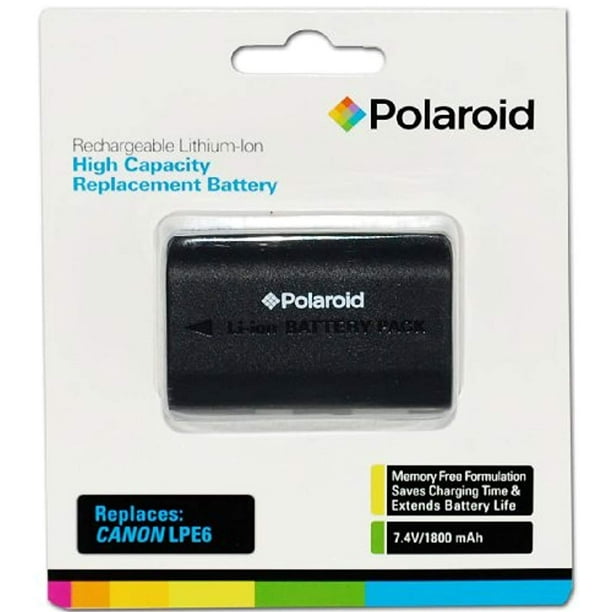 Polaroid Haute Capacité Canon LPE6 Batterie Rechargeable de Remplacement au Lithium (Compatible avec: Canon EOS 5D Marque II, 7D, 60D)