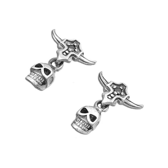 Pirate Skull Earrings Sterling Silver