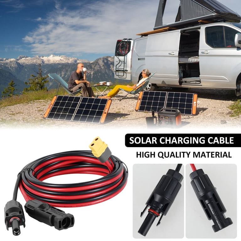 Kallaudo 2FT Solar Connector To XT60 Female Cable - 12AWG Extension For Portable Power Stations & Solar Panels