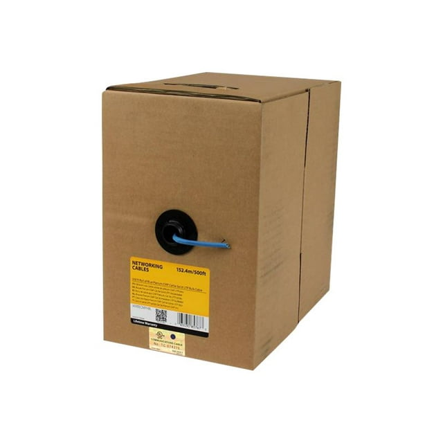 StarTech.com 500 ft Roll of Blue Plenum CMP Cat5e Solid UTP Bulk Cable - CMP / FT6 Plenum Fire Rating - 24 AWG Cat 5e Wiring Plenum 500ft (WIR5ECMPHBL) - Bulk cable - 499 ft - UTP - CAT 5e - plenum, solid - blue - for P/N: USB2001EXT2P, USB2001EXT2PNA, USB2001EXTV