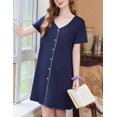 thumbnail image 3 of Ekouaer Nightgowns for Women 2 Pack Button Down Sleepshirt Short Sleeve Nightshirt Soft Sleepwear V Neck Pajama, 3 of 6