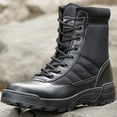 thumbnail image 4 of Botas militares tácticas de cuero transpirable negro para hombre, botines de combate de malla informales del desierto, 4 of 5