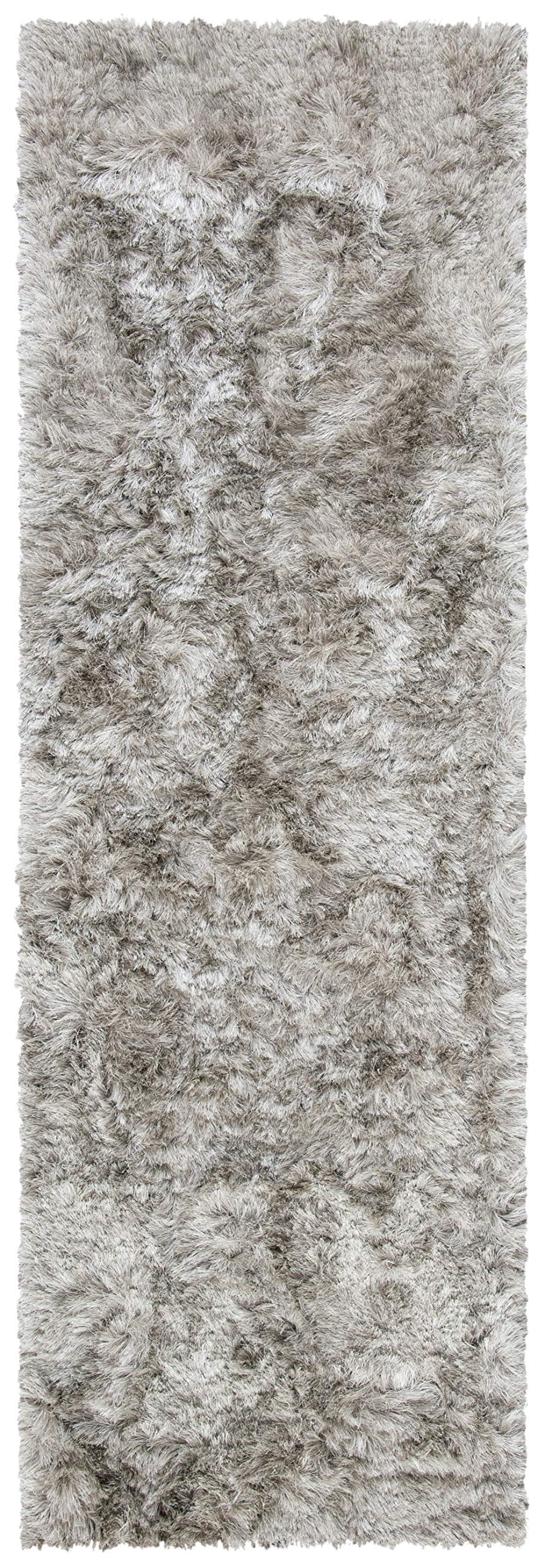SAFAVIEH Ocean Trellis Solid Plush Polyester Shag Runner Rug, Light Grey, 2'6" x 10'