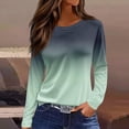 thumbnail image 2 of HVOBTTY Women's Loose Print Long Sleeve Crew Neck T Shirt Casual Fashion Lightweight Soft Tops Green, M, 2 of 5