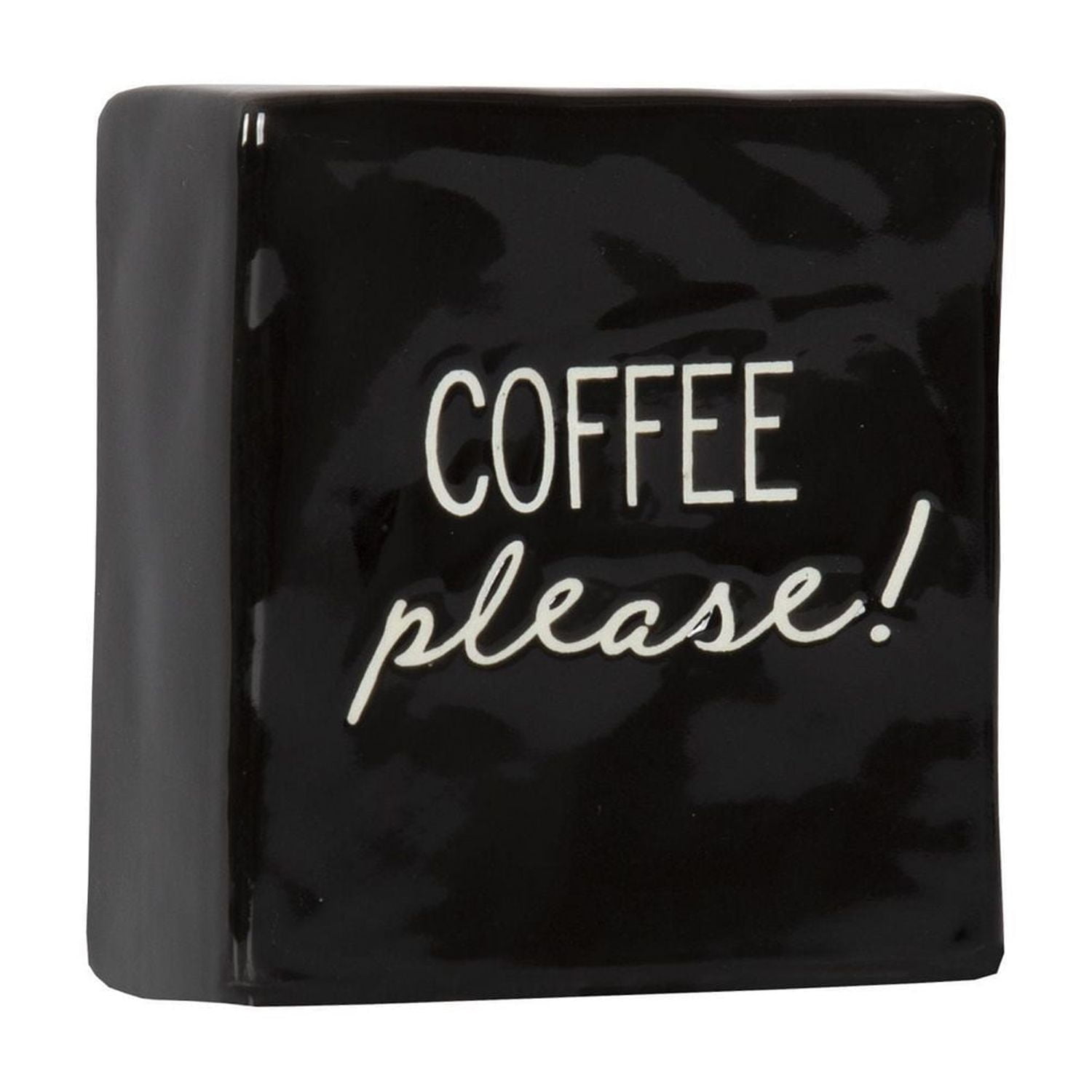 Plaque carrée de table en porcelaine “Coffee Please!” Linden