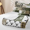thumbnail image 4 of meiyoeat Rustic Patchwork Deer Quilt King For Boys,Vintage Farmhouse Camouflage Hunting King Coverlet Set, Green Brown,3 Pieces, 4 of 7