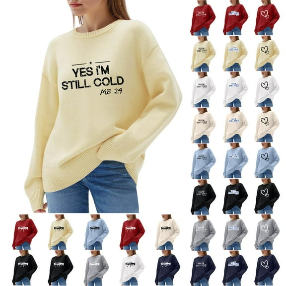 Horkkom Cozy Sweaters for Women Soft Comfy Pullover Sweaters Casual Loose Sweaters L