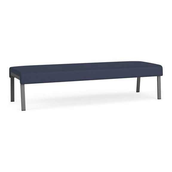 Waterfall Reception Waiting Room Healthcare 3-Seat Bench / Charcoal Steel / Blue