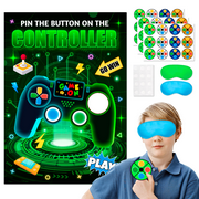 Pin The Button on The Video Game Party Game, Video Game Birthday Games Supplies - Game Poster Button Sticker Blindfold etc Video Game Birthday Decorations