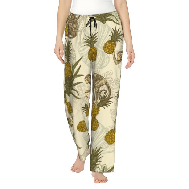 Balery Monkeys and Pinealpples Pantalones de pijama para mujer, pijamas ultraligeros, pantalones de estar por casa-XX-Large