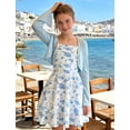 thumbnail image 3 of Aideaone Girls Dress Set Floral Spaghetti Strap Dress with Cardigan for Tweens Teens 7-14 Years, 3 of 8