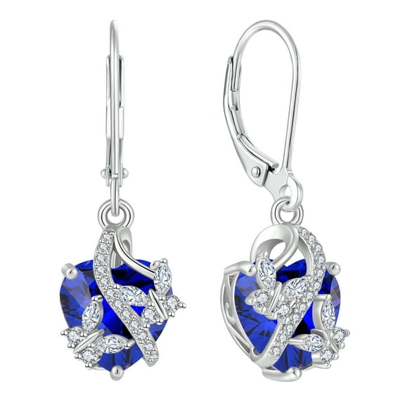 VESITIM 925 Sterling Silver Butterfly Dangle Earrings for Women September Birthstone Sapphire Butterfly Earrings Jewelry Gift