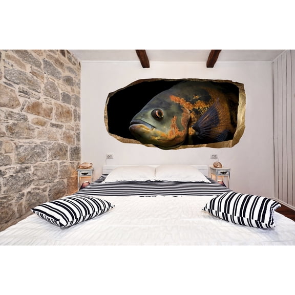 Startonight 3D Mural Wall Art Photo Decor The Fish Know Everything Amazing Dual View Surprise Wall Mural Wallpaper for Bedroom Animals Wall Paper Gift Large 47.24 ‘’ By 86.61 ‘’