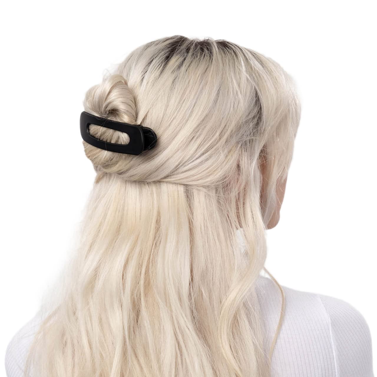 Kitsch Flat Hair Clips - Flat Claw Clips for Women 2pc Flat (Black&Tort)