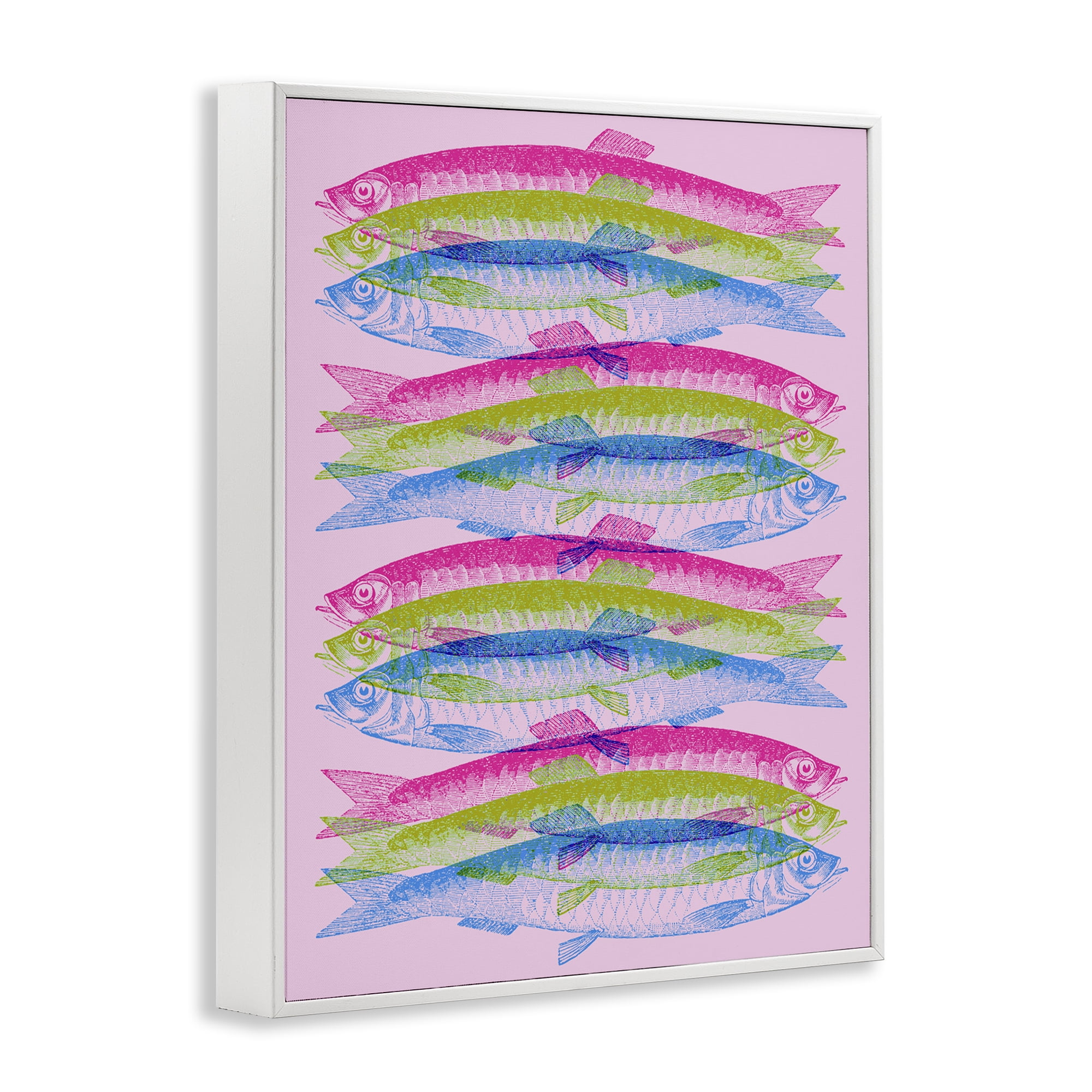 Stupell Industries Rainbow Layered Fish Animals & Insects Painting White Framed Art Print Wall Art, 24 x 30
