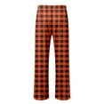 thumbnail image 6 of Men Pajama Pants Plaid Stretch Comfy Lounge Pants Drawstring Waist Sleep Bottoms with Pockets Halloween Christmas Loose Fit Pj Bottoms (1-Orange, XX-Large), 6 of 6