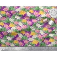 thumbnail image 3 of Soimoi Purple Cotton Duck Fabric Leaves & Lotus Floral Print Fabric Prints By the Yard 44 Inch Wide, 3 of 3