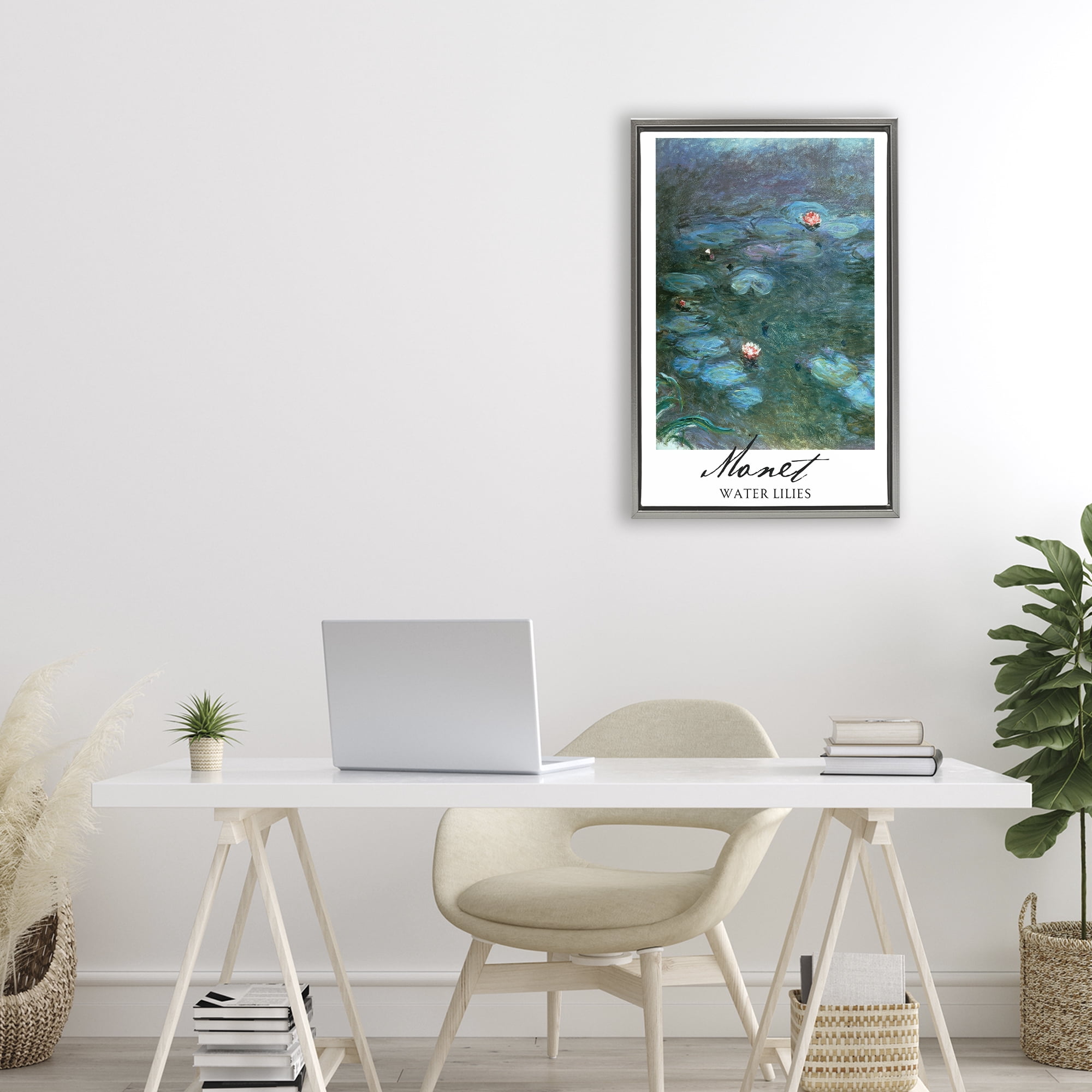 Stupell Industries Monet Water Lilies Gray Framed Floater Canvas Wall Art, design by Vintage Hustle