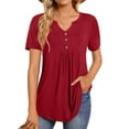 thumbnail image 2 of Fantaslook Womens Tunic Tops Casual Short Sleeve Shirts V Neck Button Pleated Blouses Floral Summer Tops, 2 of 8