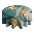 thumbnail image 4 of Teal Gold Wave Marble Pattern Round Tablecloth 60"x60",Wrinkle Wipeable Table Cloth for Kitchen Dining Room Picnic Patio Party, 4 of 6