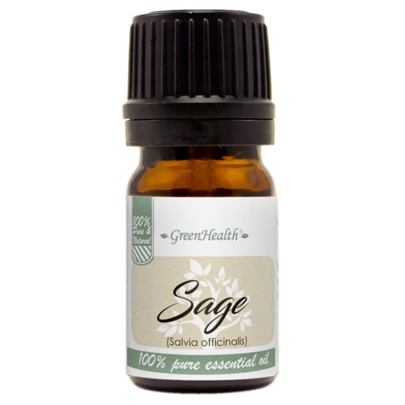 GreenHealth Sage Essential Oil 1/6 fl oz (5 ml) Glass Bottle with Euro Dropper